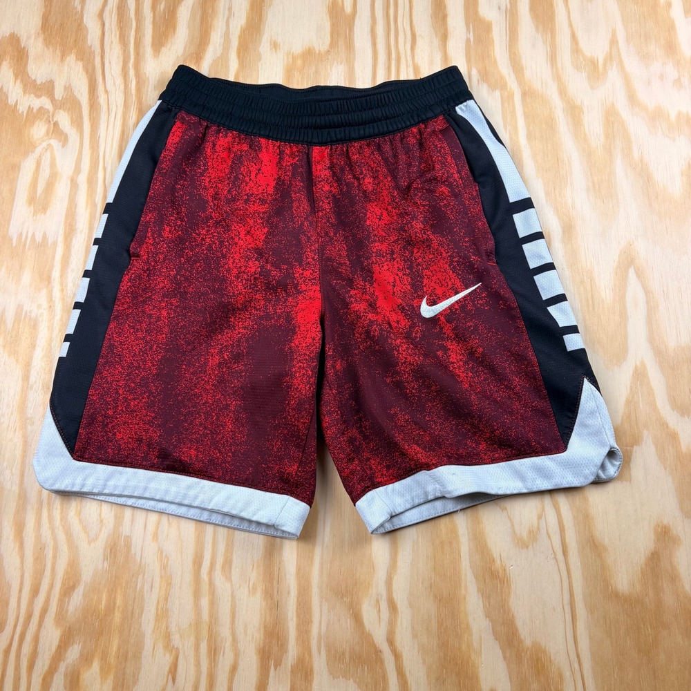 Nike Elite Boys Red Black Splatter Dri-FIT Basketball Shorts Size Medium M